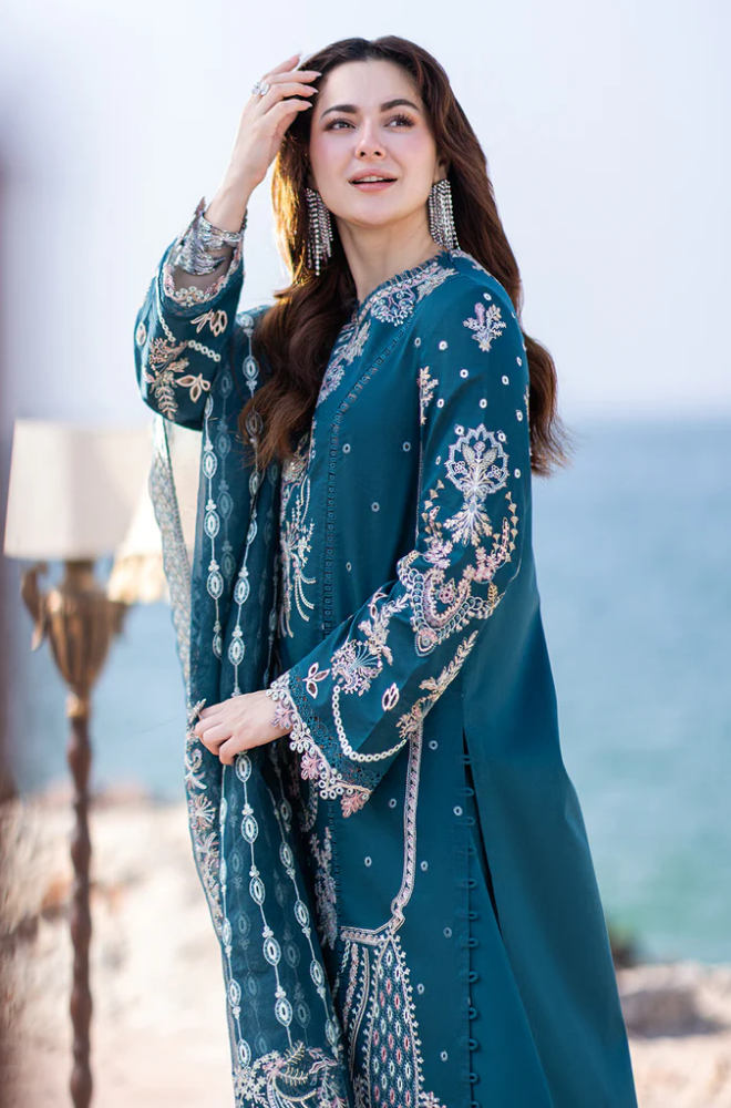 Qalamkar - 3PC Lawn ChickenKari Embroidered Suit - FFU0360 - Farakh Fabrics