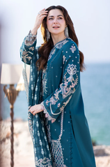 Qalamkar - 3PC Lawn ChickenKari Embroidered Suit - FFU0360 - Farakh Fabrics