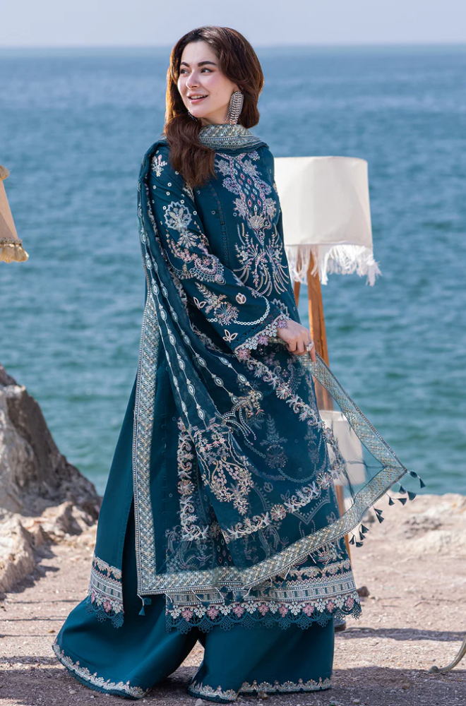 Qalamkar - 3PC Lawn ChickenKari Embroidered Suit - FFU0360 - Farakh Fabrics