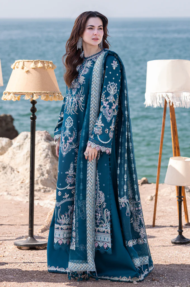 Qalamkar - 3PC Lawn ChickenKari Embroidered Suit - FFU0360 - Farakh Fabrics