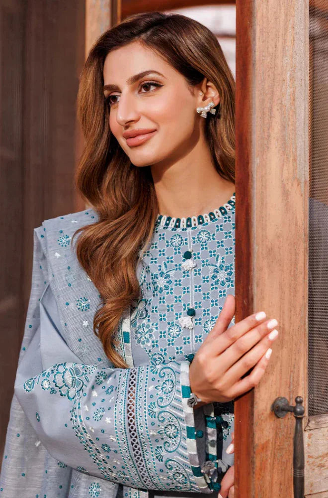 Farasha - 3PC Lawn Embroidered Suit - FFU0163 - Farakh Fabrics