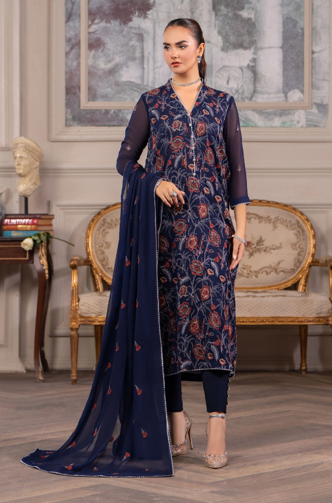 HemStitch - 3PC Lawn Embroidered Suit- FFU0151 - Farakh Fabrics