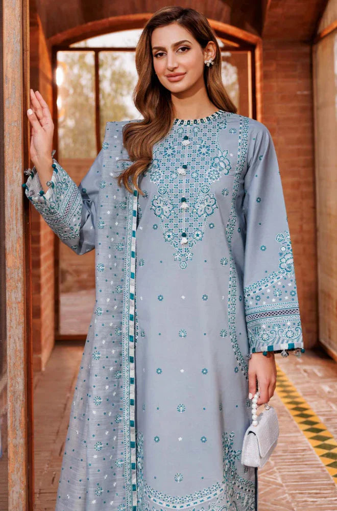 Farasha - 3PC Lawn Embroidered Suit - FFU0163 - Farakh Fabrics