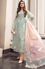 Maria.B - 3PC Organza Embroidered Suit - FFU0176 - Farakh Fabrics
