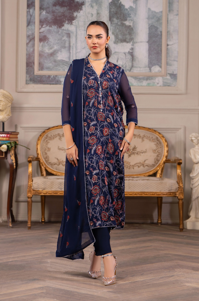 HemStitch - 3PC Lawn Embroidered Suit- FFU0151 - Farakh Fabrics