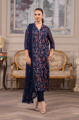 HemStitch - 3PC Lawn Embroidered Suit- FFU0151 - Farakh Fabrics