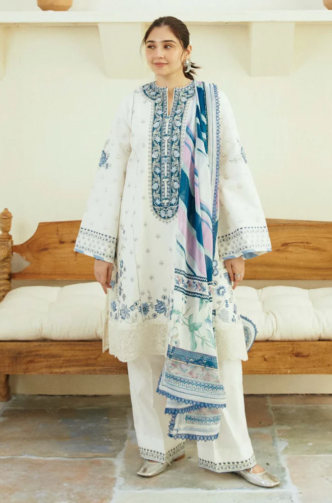Coco By Zara Shahjahan - 3PC Lawn Embroidered Suit - FFU0170 - Farakh Fabrics