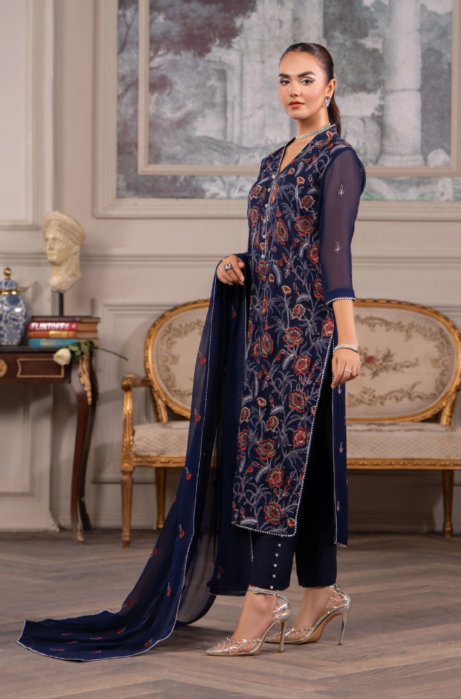 HemStitch - 3PC Lawn Embroidered Suit- FFU0151 - Farakh Fabrics
