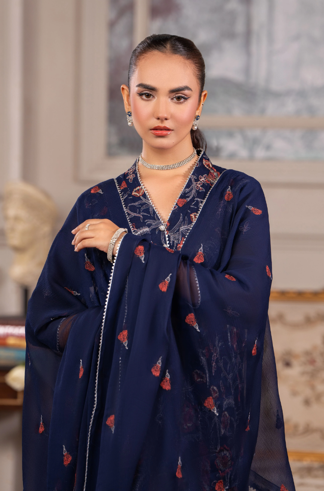 HemStitch - 3PC Lawn Embroidered Suit- FFU0151 - Farakh Fabrics
