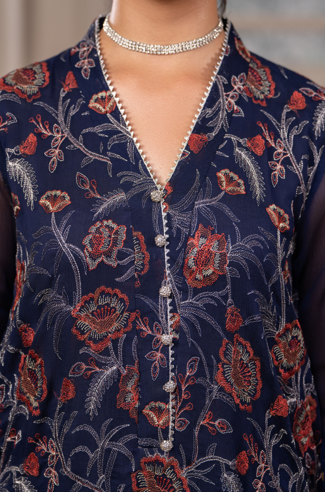 HemStitch - 3PC Lawn Embroidered Suit- FFU0151 - Farakh Fabrics