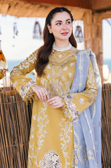Qalamkar - 3PC Lawn ChickenKari Embroidered Suit - FFU0345 - Farakh Fabrics
