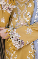 Qalamkar - 3PC Lawn ChickenKari Embroidered Suit - FFU0345 - Farakh Fabrics