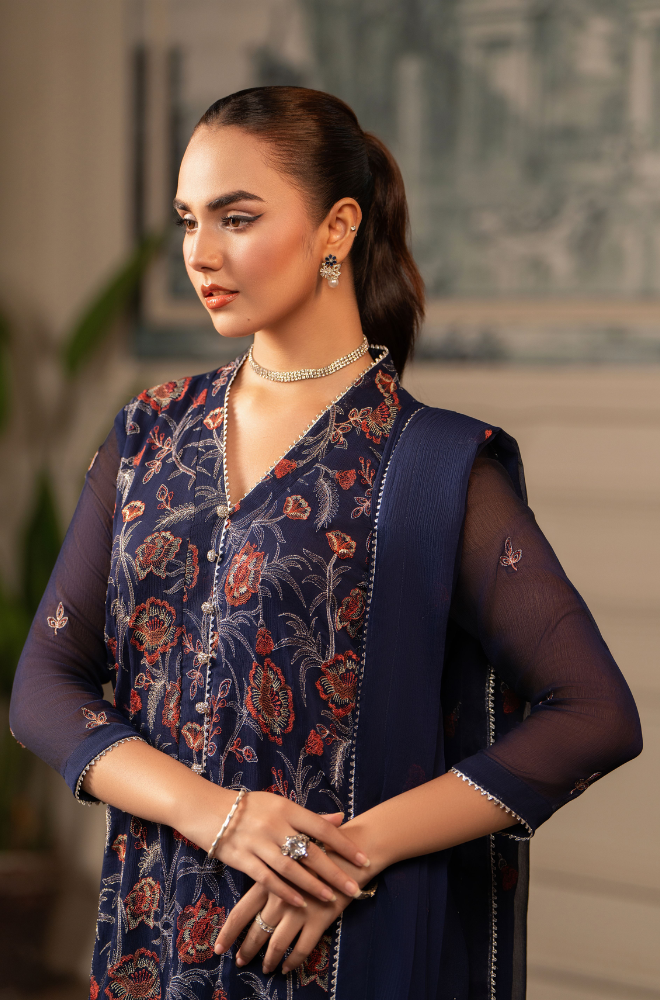 HemStitch - 3PC Lawn Embroidered Suit- FFU0151 - Farakh Fabrics