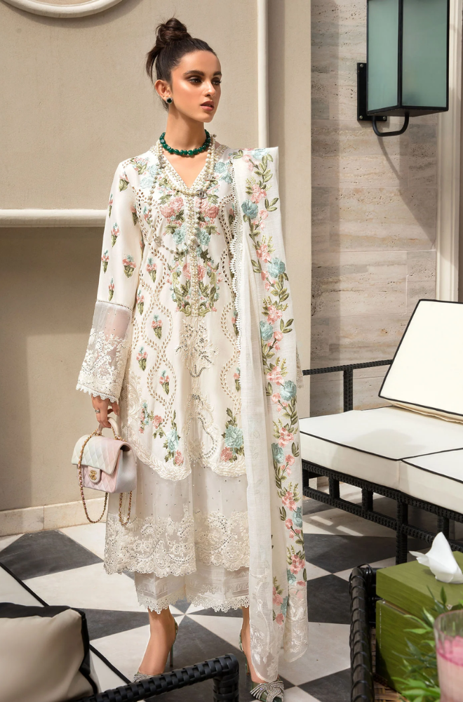 Crimson - 3PC Lawn ChickenKari Embroidered Suit - FFU0227 - Farakh Fabrics