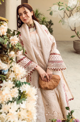Qalamkar - 3PC Lawn ChickenKari Embroidered Suit - FFU0346 - Farakh Fabrics