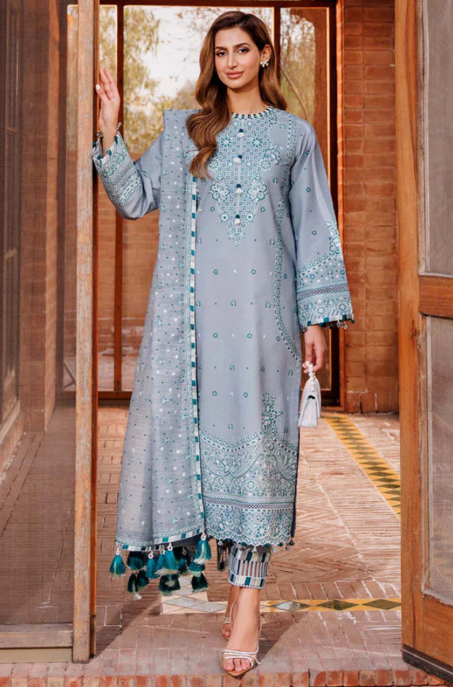 Farasha - 3PC Lawn Embroidered Suit - FFU0163 - Farakh Fabrics