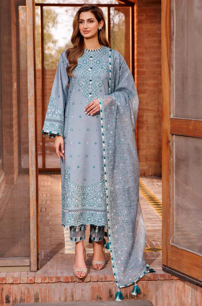 Farasha - 3PC Lawn Embroidered Suit - FFU0163 - Farakh Fabrics