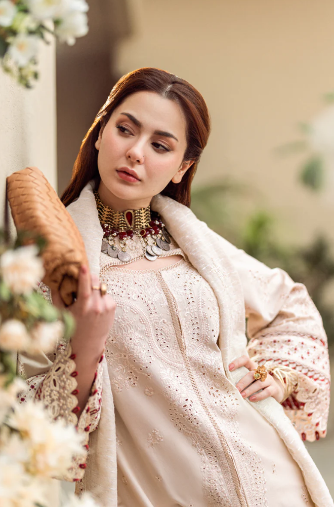 Qalamkar - 3PC Lawn ChickenKari Embroidered Suit - FFU0346 - Farakh Fabrics