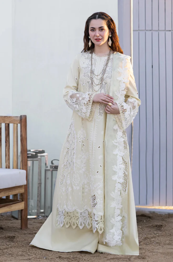 Qalamkar - 3PC Lawn ChickenKari Embroidered Suit - FFU0350 - Farakh Fabrics