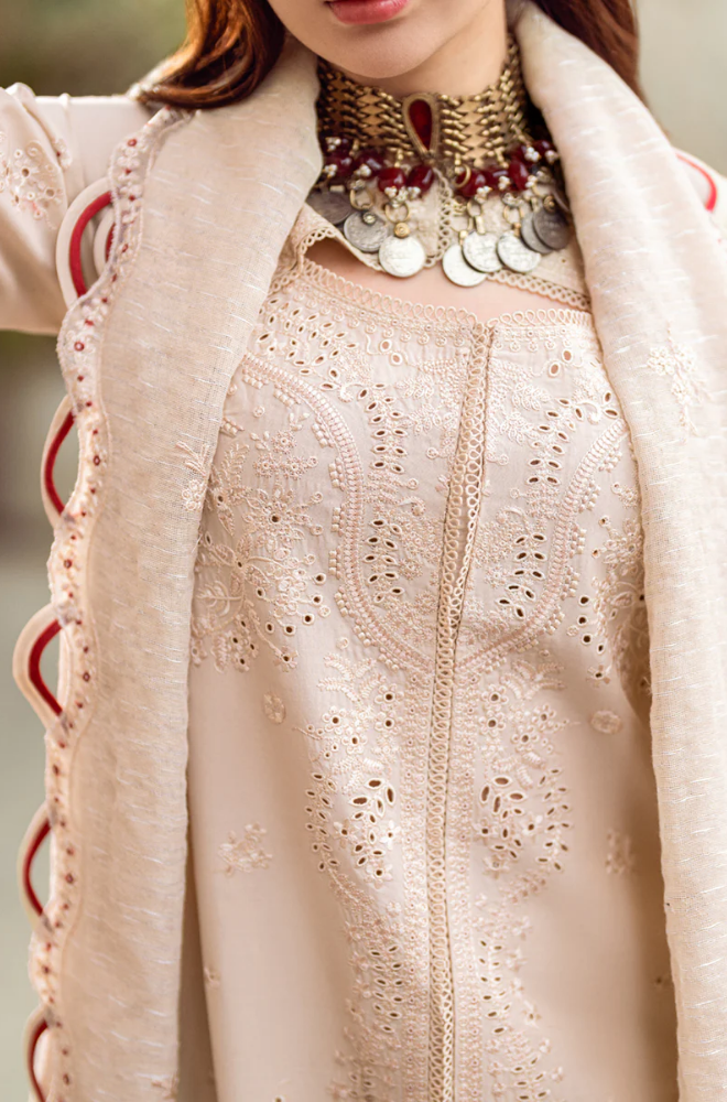 Qalamkar - 3PC Lawn ChickenKari Embroidered Suit - FFU0346 - Farakh Fabrics