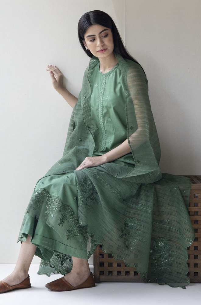 Dyot - 3PC Lawn Heavy Embroidered Shirt - FFU0356 - Farakh Fabrics