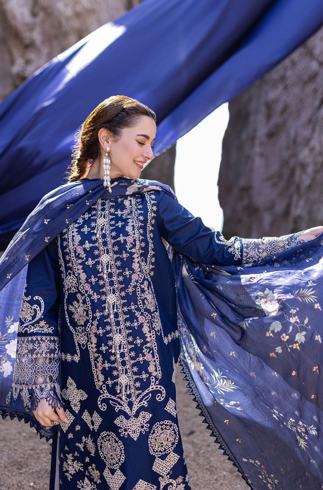 Qalamkar - 3PC Lawn Embroidered Suit - FFU0334 - Farakh Fabrics