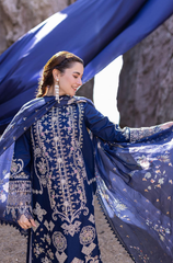 Qalamkar - 3PC Lawn Embroidered Suit - FFU0334 - Farakh Fabrics