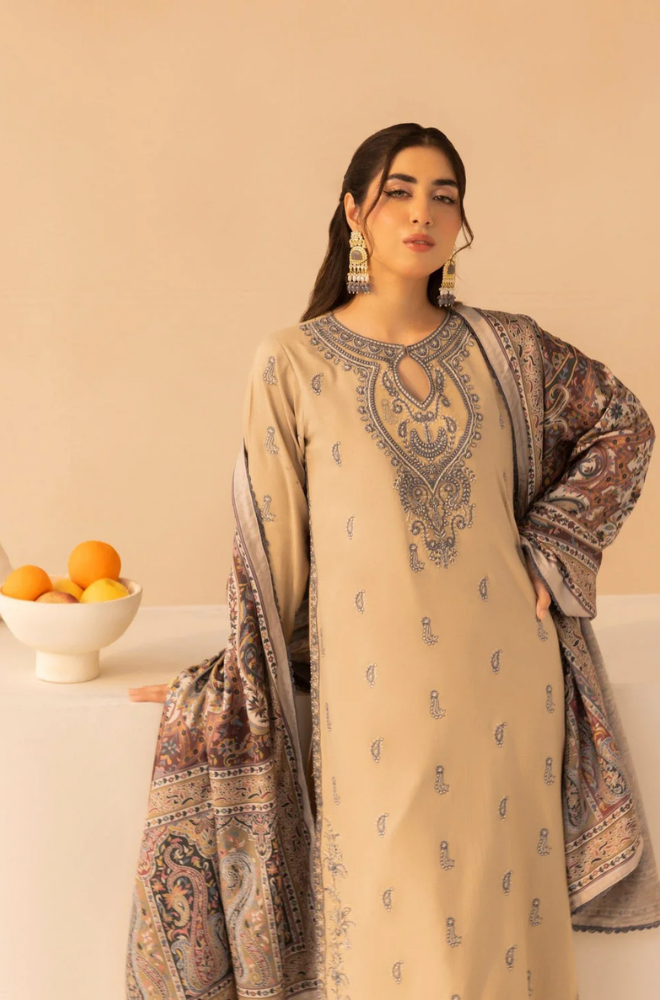 Mohagni - 3PC Lawn Embroidered Suit - FFU0212 - Farakh Fabrics