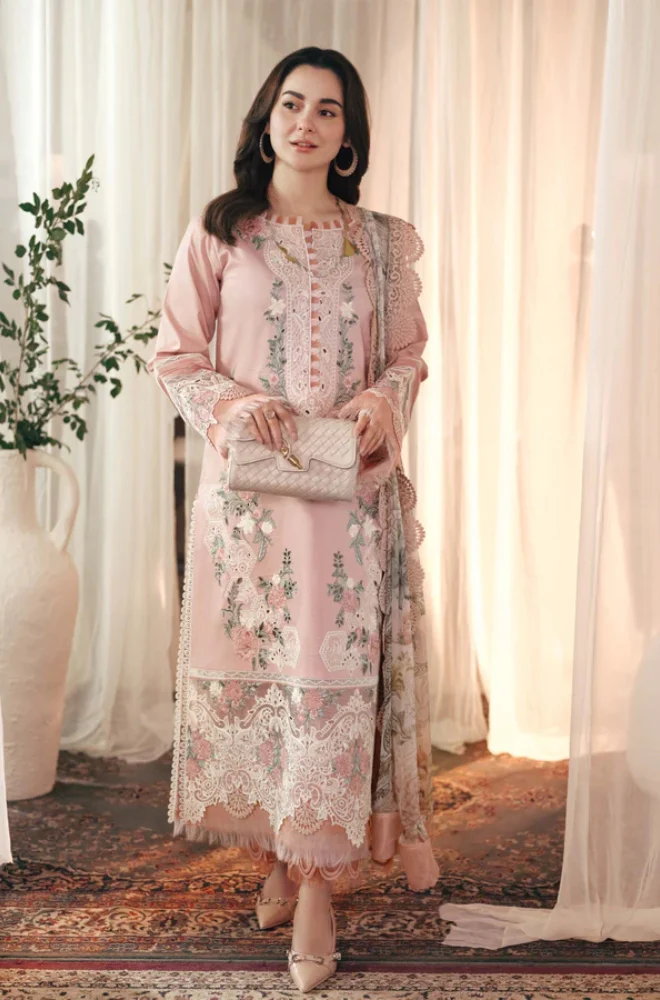 Qalamkar - 3PC Lawn ChickenKari Embroidered Suit - FFU0347 - Farakh Fabrics