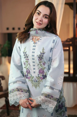 Qalamkar - 3PC Lawn ChickenKari Embroidered Suit - FFU0342 - Farakh Fabrics