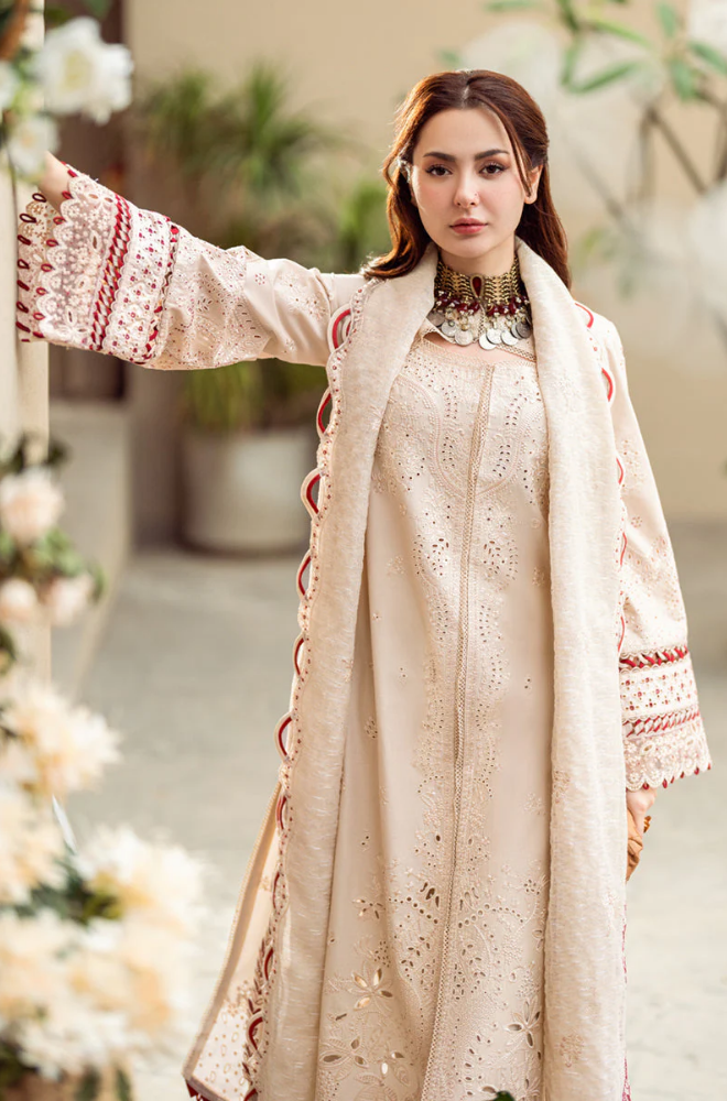 Qalamkar - 3PC Lawn ChickenKari Embroidered Suit - FFU0346 - Farakh Fabrics
