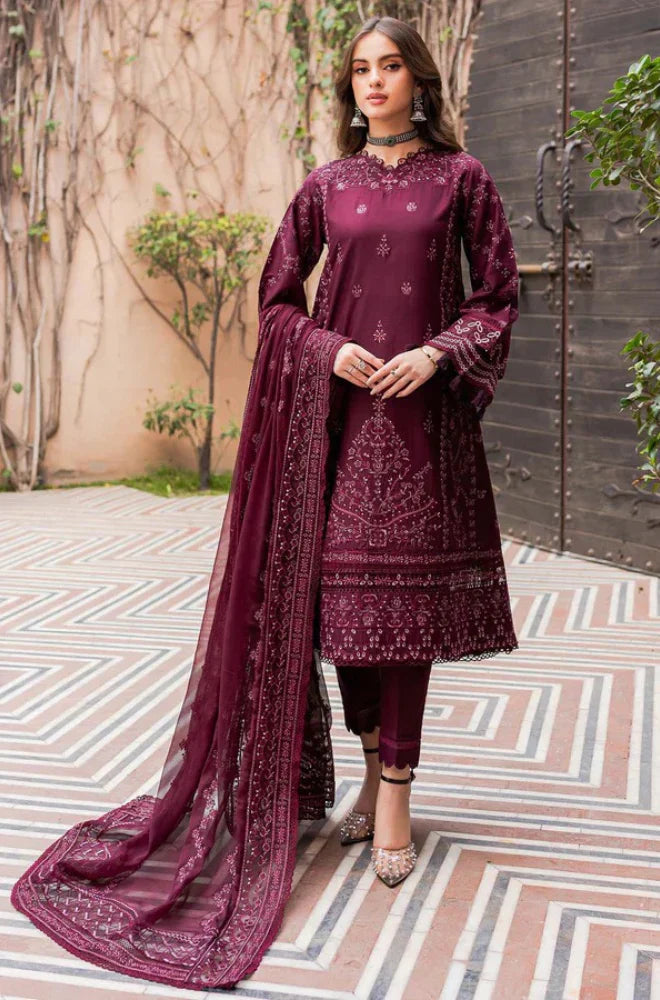Farasha - 3PC Lawn Embroidered Suit - FFU0129 - Farakh Fabrics