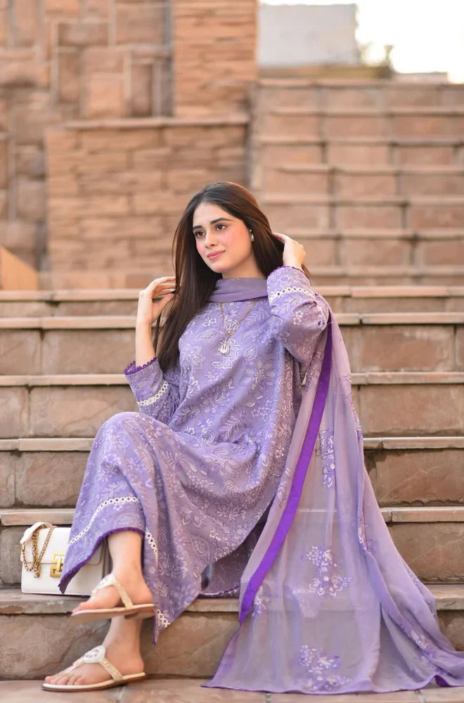 Breeze- 3PC Lawn Embroidered Suit - FFU0291 - Farakh Fabrics