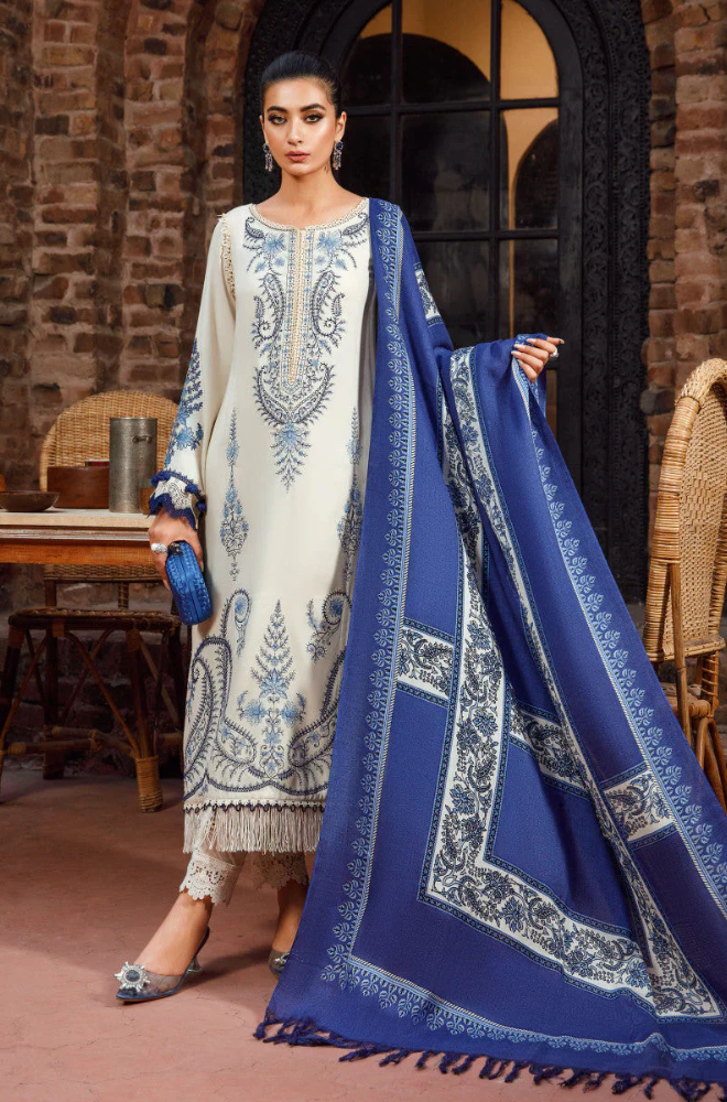 Maria B - 3PC Lawn Embroidered Dress - FFU0138 - Farakh Fabrics