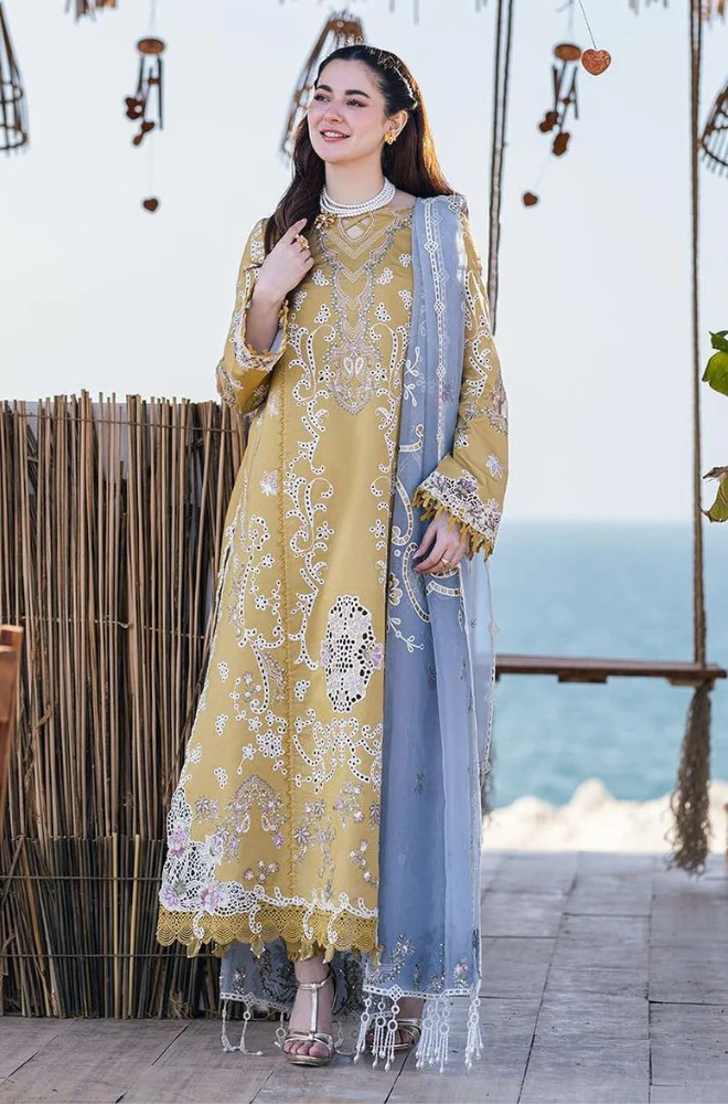 Qalamkar - 3PC Lawn ChickenKari Embroidered Suit - FFU0345 - Farakh Fabrics