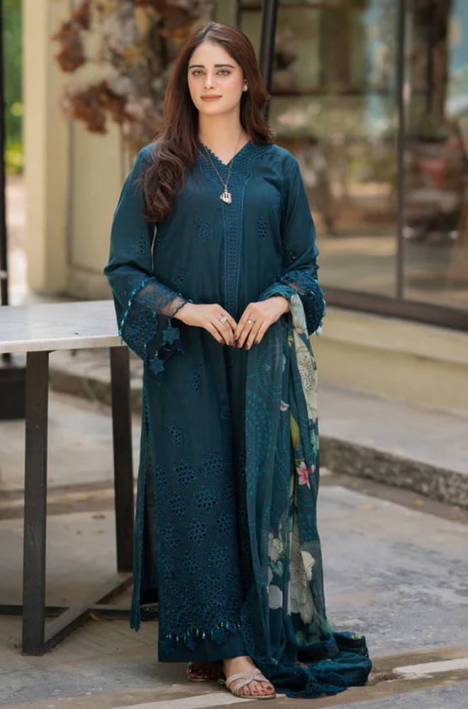 Bareeze - 3PC Lawn Embroidered Suit - FFU0194 - Farakh Fabrics
