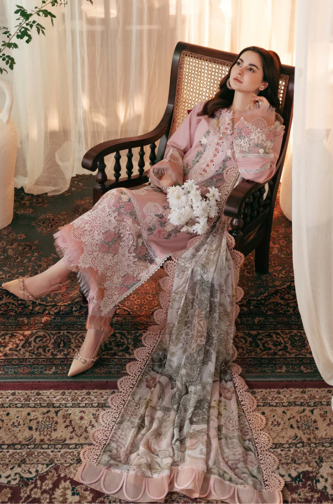 Qalamkar - 3PC Lawn ChickenKari Embroidered Suit - FFU0347 - Farakh Fabrics