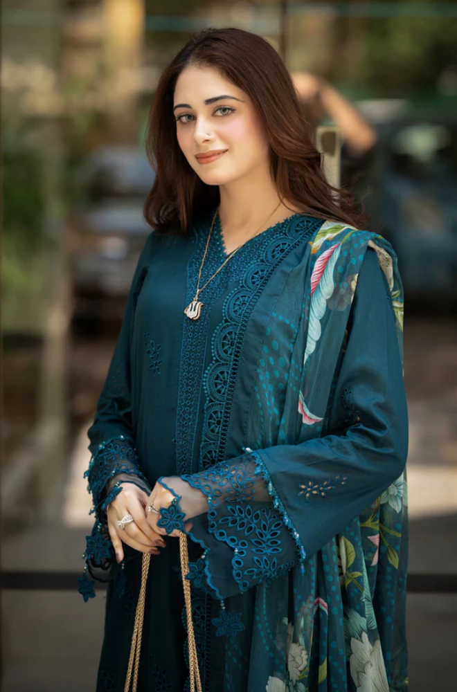 Bareeze - 3PC Lawn Embroidered Suit - FFU0194 - Farakh Fabrics