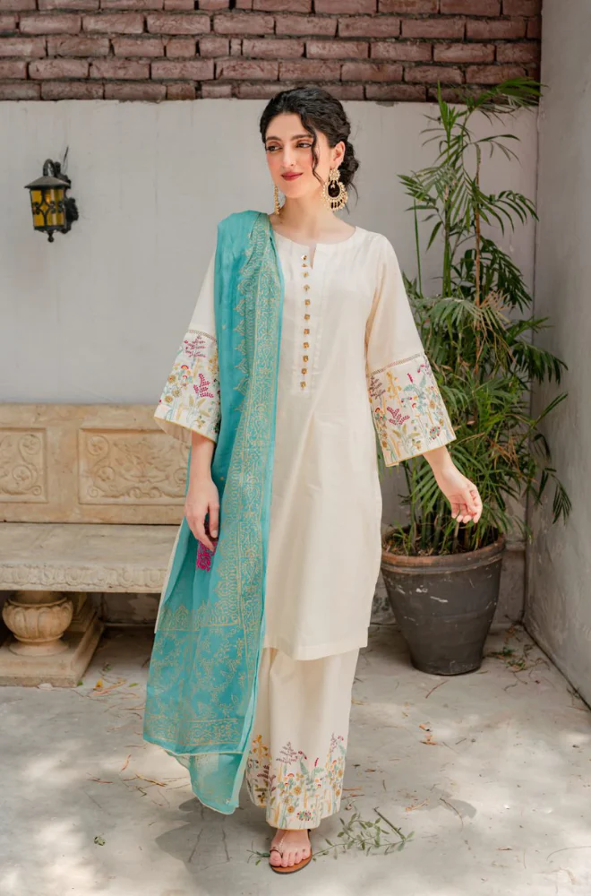 Kastoor - 3PC Lawn Embroidered Suit - FFU0170 - Farakh Fabrics