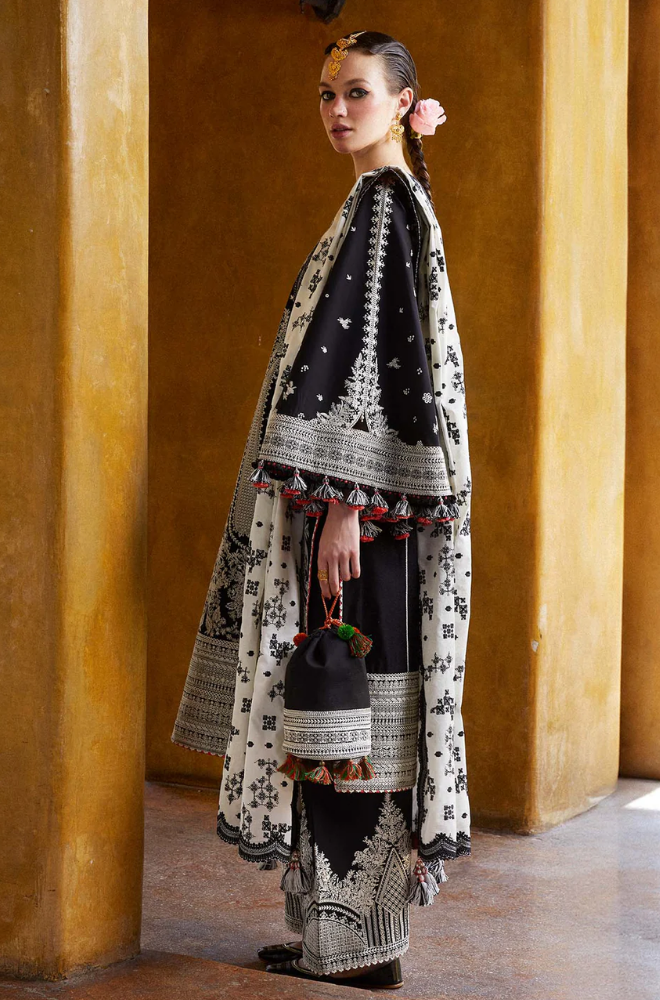Qalamkar - 3PC Lawn Embroidered Suit -FFU0348 - Farakh Fabrics