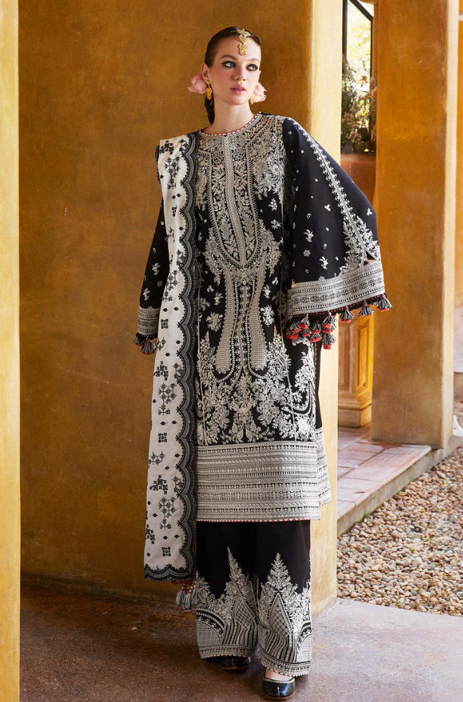 Qalamkar - 3PC Lawn Embroidered Suit -FFU0348 - Farakh Fabrics