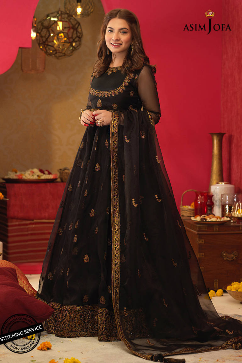 Asim Jofa - 3PC Organza Heavy Embroidered Frock - FFU0175 - Farakh Fabrics