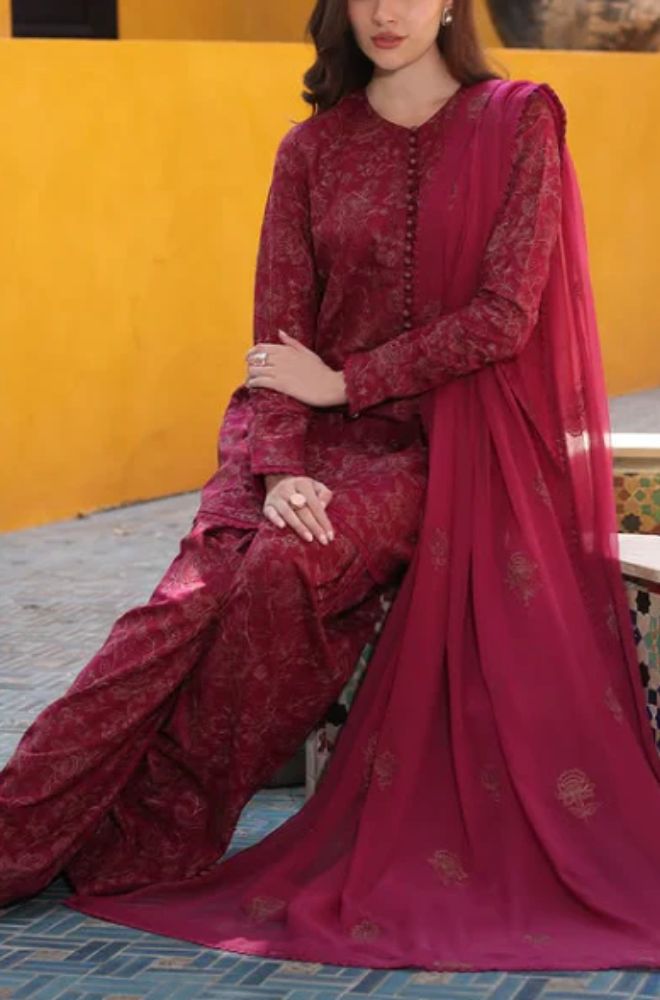 Hussain Rehar - 3PC Lawn Embroidered Suit - FFU0311 - Farakh Fabrics