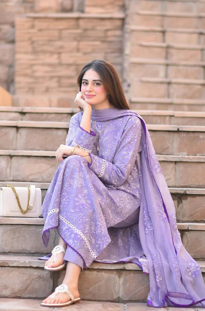 Breeze- 3PC Lawn Embroidered Suit - FFU0291 - Farakh Fabrics