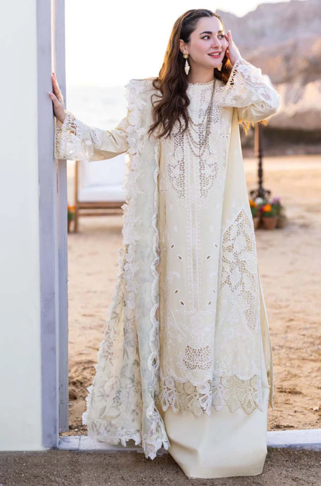 Qalamkar - 3PC Lawn ChickenKari Embroidered Suit - FFU0350 - Farakh Fabrics