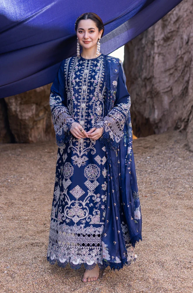 Qalamkar - 3PC Lawn Embroidered Suit - FFU0334 - Farakh Fabrics