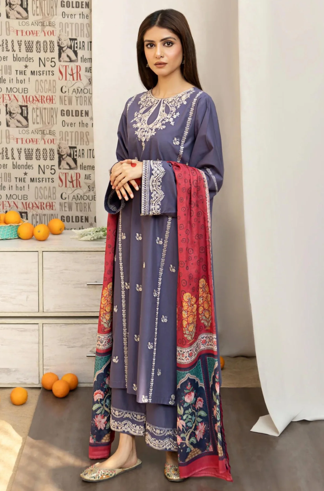 URGE - 3PC Lawn Embroidered Suit - FFU0143 - Farakh Fabrics
