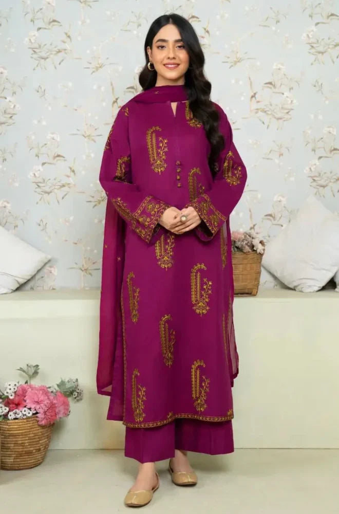 Dyot- 3PC Lawn Embroidered Suit - FU0294 - Farakh Fabrics