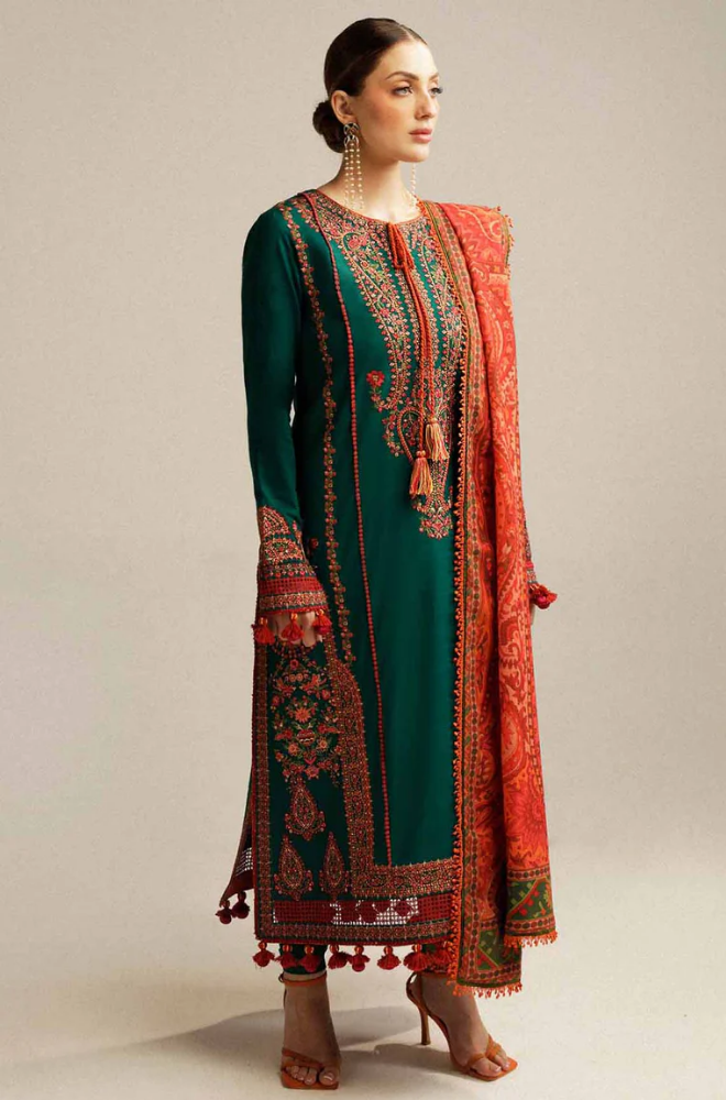 Hussain Rehar - 3PC Lawn Embroidered Suit - FFU0190 - Farakh Fabrics