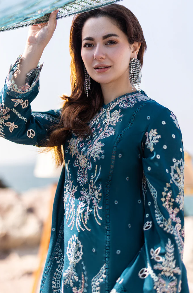 Qalamkar - 3PC Lawn ChickenKari Embroidered Suit - FFU0360 - Farakh Fabrics